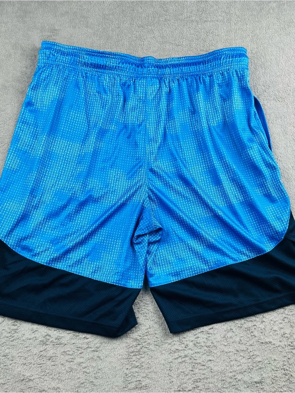 And1 Two-Tone Blue Athletic Shorts with White Drawstring